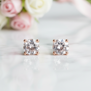 2.5 Ct Clear Topaz Solid 14k Rose Gold Stud Earrings-Black Diamonds New York