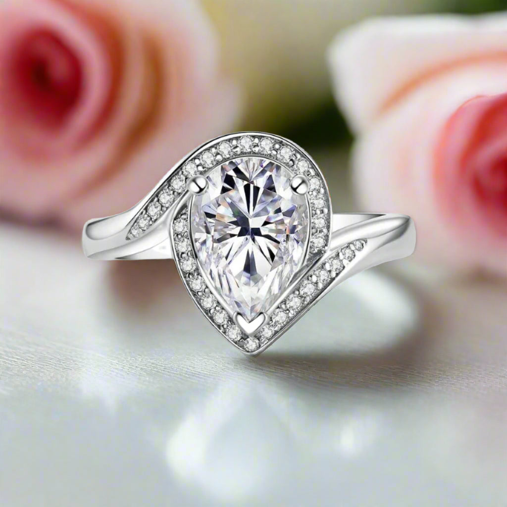 2.5 Ct Pear Cut Diamond Halo Engagement Ring-Black Diamonds New York