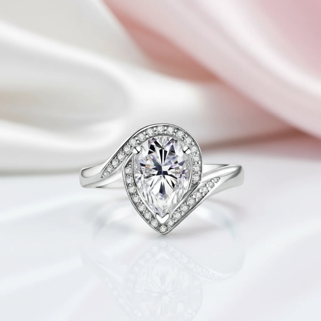 2.5 Ct Pear Cut Diamond Option Halo Engagement Ring-Black Diamonds New York