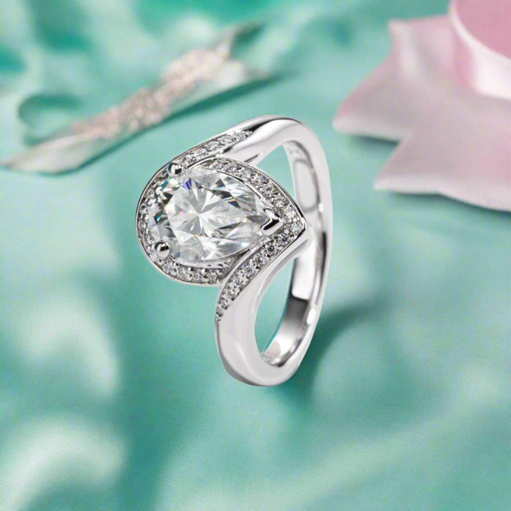 2.5 Ct Pear Cut Diamond Halo Engagement Ring-Black Diamonds New York