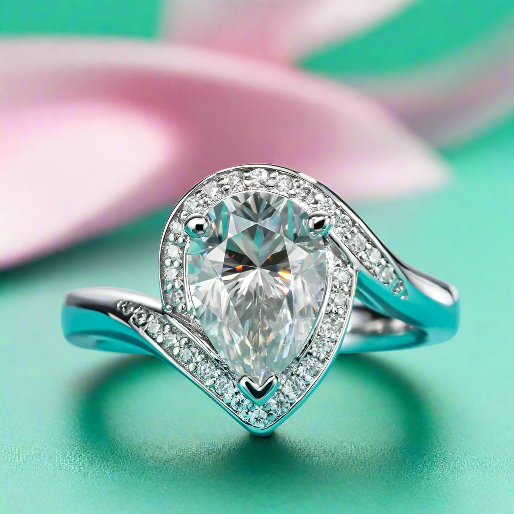 2.5 Ct Pear Cut Diamond Halo Engagement Ring-Black Diamonds New York