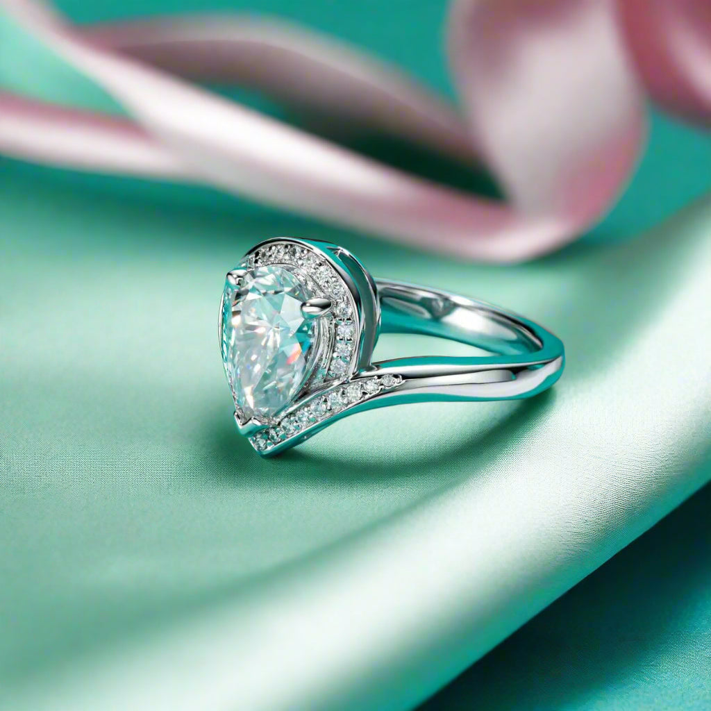 2.5 Ct Pear Cut Diamond Halo Engagement Ring-Black Diamonds New York