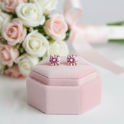 2.5 Ct Pink Topaz Stud Earrings-Black Diamonds New York