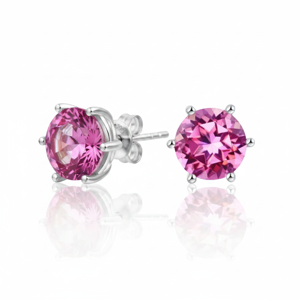 2.5 Ct Pink Topaz Stud Earrings-Black Diamonds New York