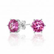 2.5 Ct Pink Topaz Stud Earrings-Black Diamonds New York