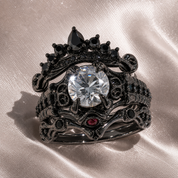 Together Forever- 1.25 Carat Black Diamond Option Gothic Ring Set-Black Diamonds New York