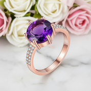 2.5ct Purple Amethyst Rose Gold Ring-Black Diamonds New York