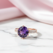 2.5ct Purple Amethyst Rose Gold Ring-Black Diamonds New York