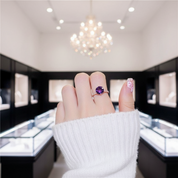 2.5ct Purple Amethyst Rose Gold Ring-Black Diamonds New York