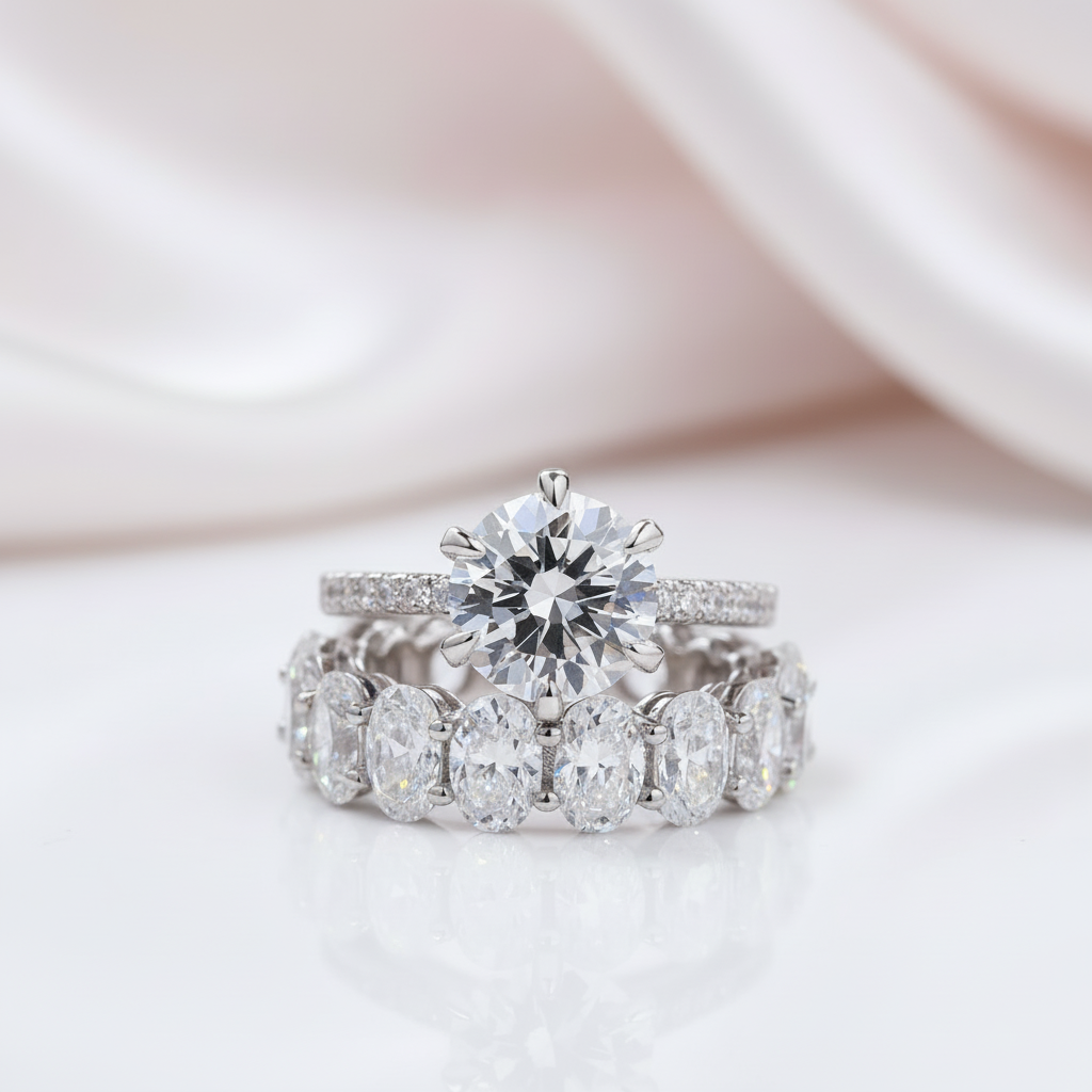 2.5ct Round Cut Simulated Diamond Options Ring Set-Black Diamonds New York
