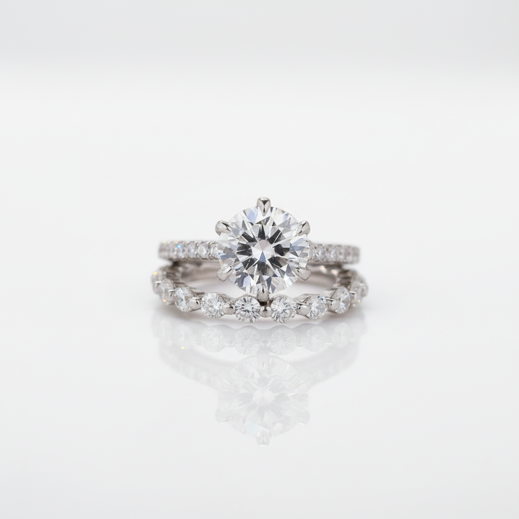 2.5ct Round Cut Simulated Diamond Options Bridal Ring Set-Black Diamonds New York