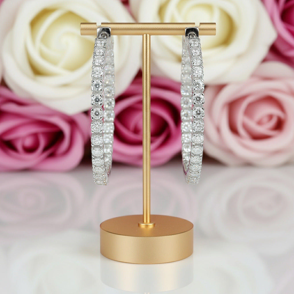 2.5mm Full Diamond Hoop Earrings-Black Diamonds New York