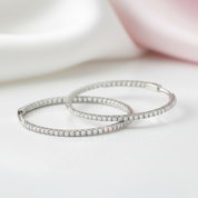 2.5mm Full Diamond Hoop Earrings-Black Diamonds New York