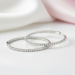 2.5mm Full Diamond Option Hoop Earrings