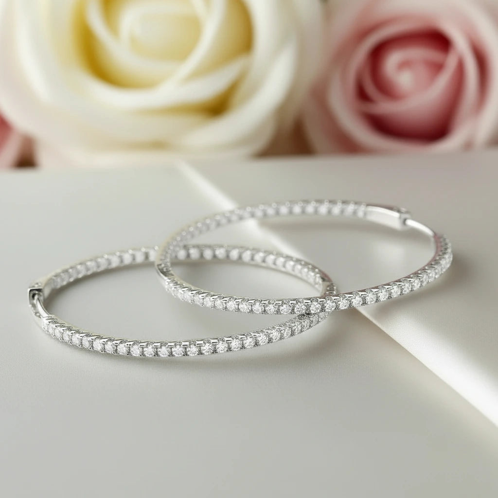 2.5mm Full Diamond Hoop Earrings-Black Diamonds New York