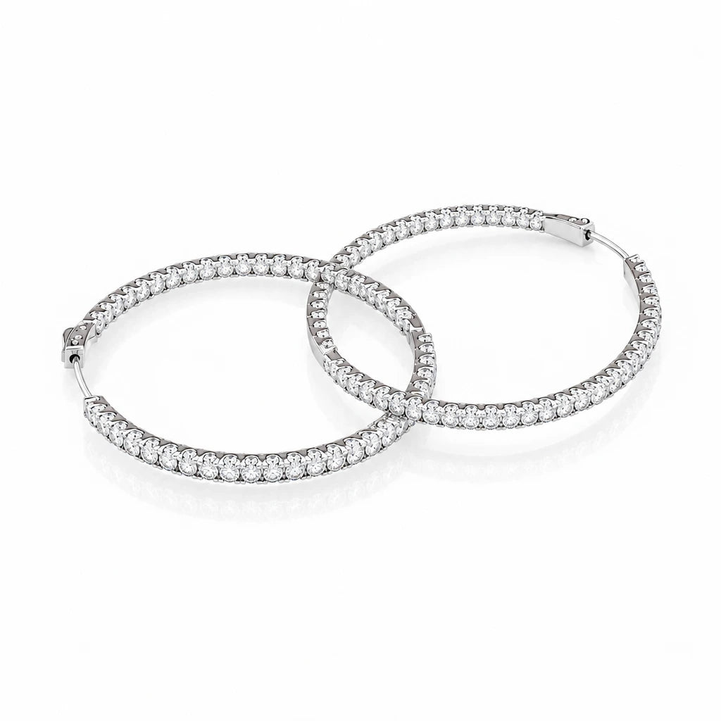 2.5mm Full Diamond Option Hoop Earrings-Black Diamonds New York