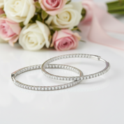 2.5mm Full Diamond Hoop Earrings-Black Diamonds New York