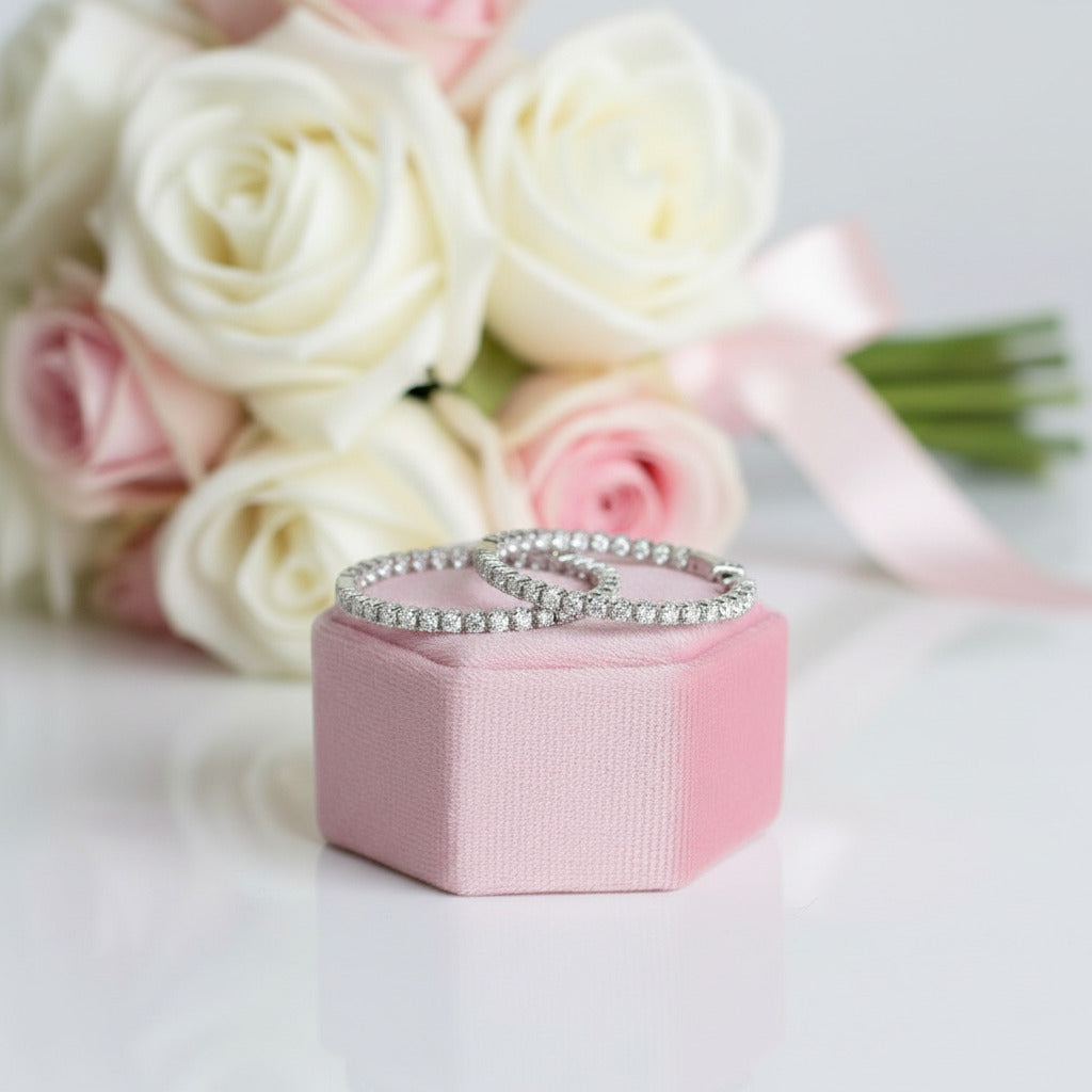 2.5mm Full Diamond Option Hoop Earrings-Black Diamonds New York