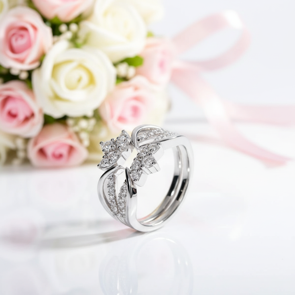 2.5mm Round Cut Diamond Option Bridal Ring Set-Black Diamonds New York