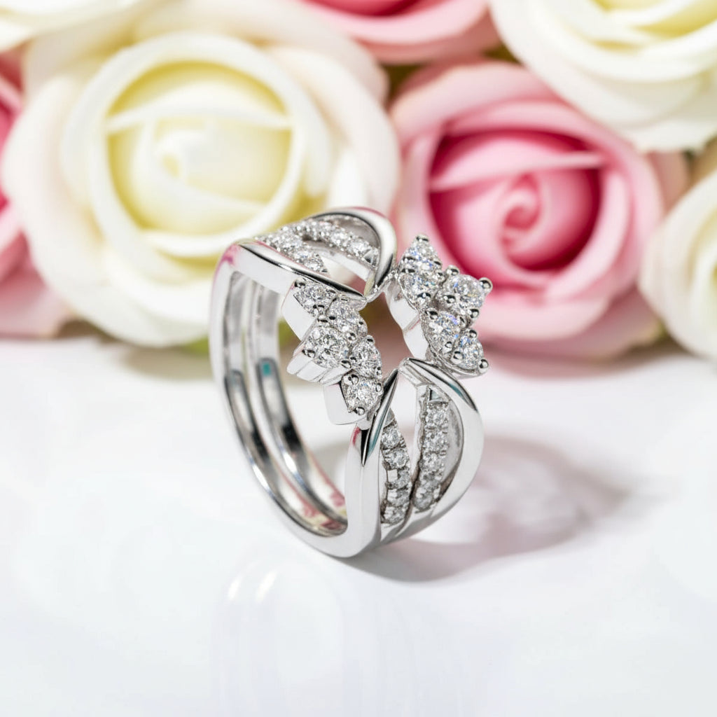 2.5mm Round Cut Diamond Bridal Ring Set-Black Diamonds New York