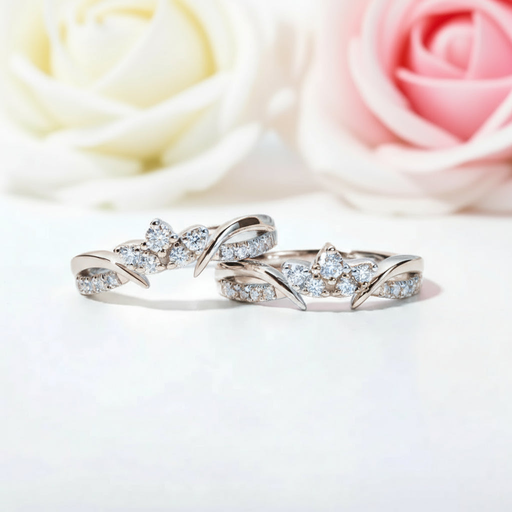 2.5mm Round Cut Diamond Bridal Ring Set-Black Diamonds New York