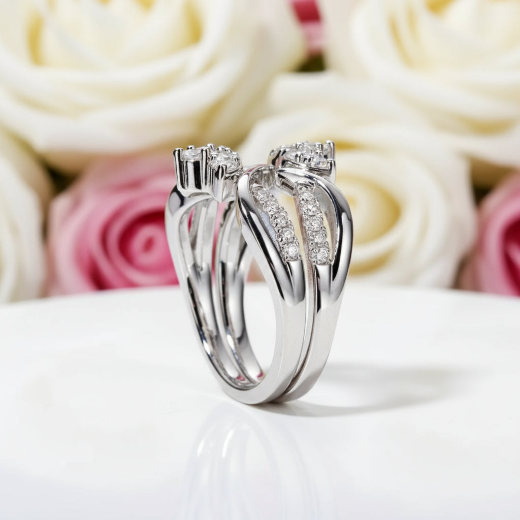 2.5mm Round Cut Diamond Bridal Ring Set-Black Diamonds New York