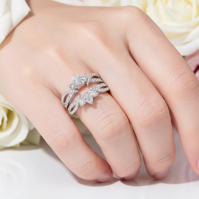 2.5mm Round Cut Diamond Bridal Ring Set-Black Diamonds New York