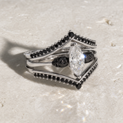 Perfect Match- Marquise Cut Diamond Option Insert Skull Engagement Rings-Black Diamonds New York