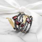 2.75Ct Red Garnet Gemstone Ring-Black Diamonds New York