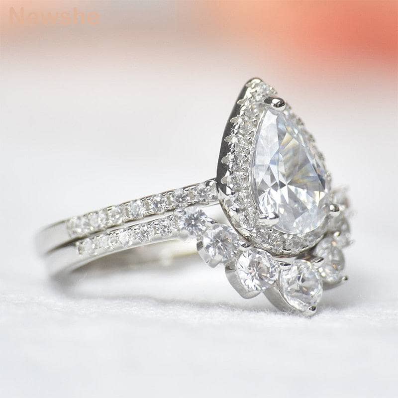 VIP Dream Ring- 2.7Ct Halo Pear Cut EVN Stone Engagement Ring Set-Black Diamonds New York
