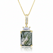 2.94 Ct Natural Moss Agate Classic Necklace-Black Diamonds New York