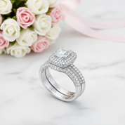 2.9 Ct Cushion Cut Diamond Option Ring Set-Black Diamonds New York
