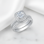 2.9 Ct Cushion Cut Diamond Option Ring Set-Black Diamonds New York