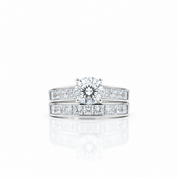 2Pcs Classic Round Cut Diamond Option Wedding Ring Set-Black Diamonds New York