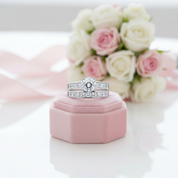 2Pcs Classic Round Cut Diamond Wedding Ring Set-Black Diamonds New York