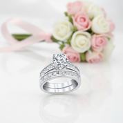 2Pcs Classic Round Cut Diamond Wedding Ring Set-Black Diamonds New York