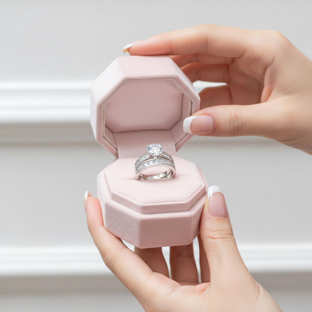 2Pcs Classic Round Cut Diamond Wedding Ring Set-Black Diamonds New York