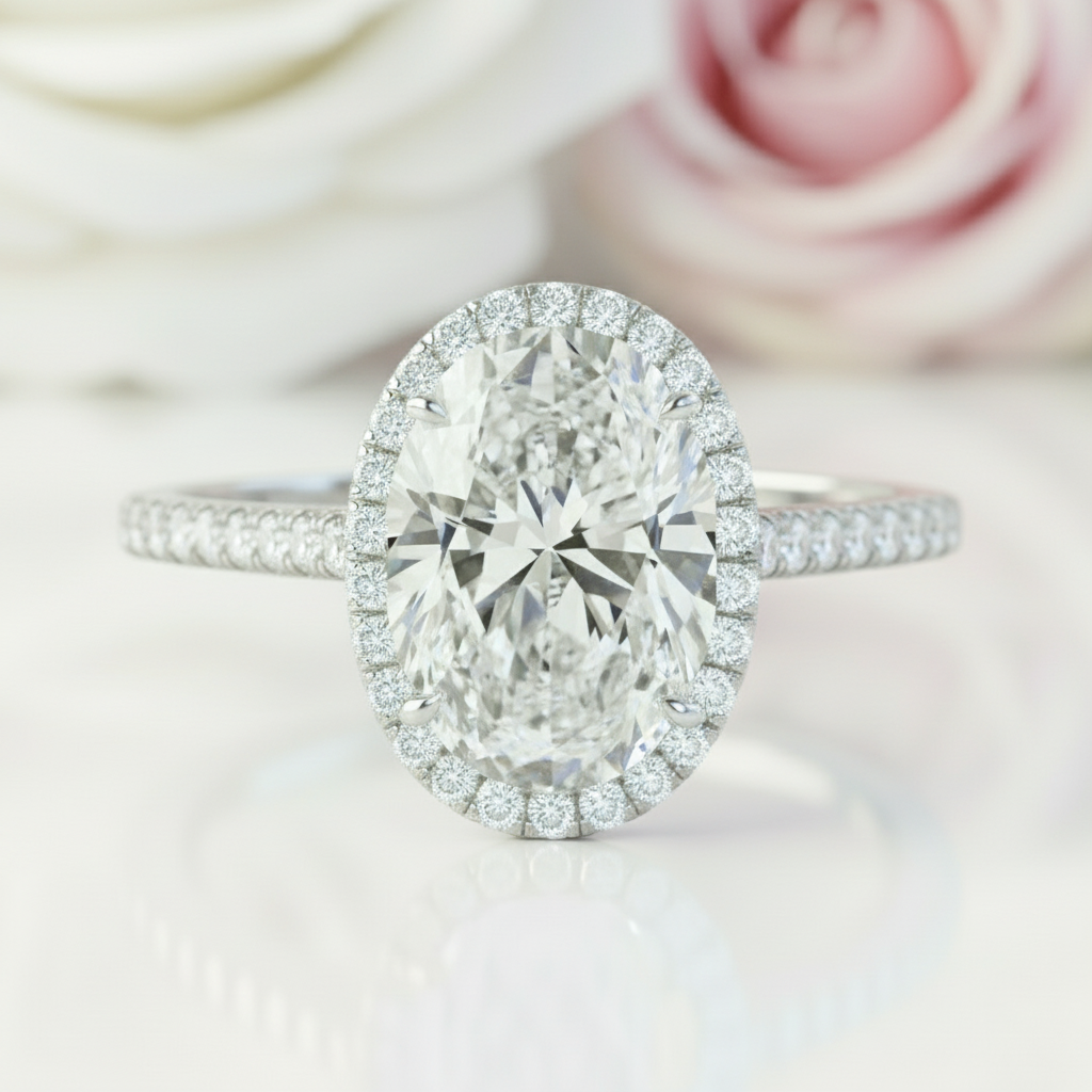 2.0ct Oval-cut Diamond Four Prong Engagement Ring-Black Diamonds New York