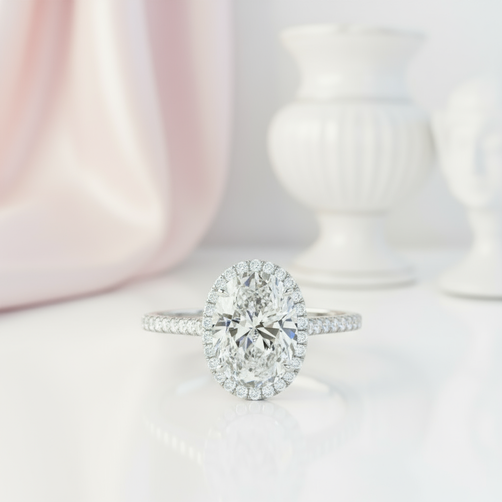 2.0ct Oval-cut Diamond Four Prong Engagement Ring-Black Diamonds New York