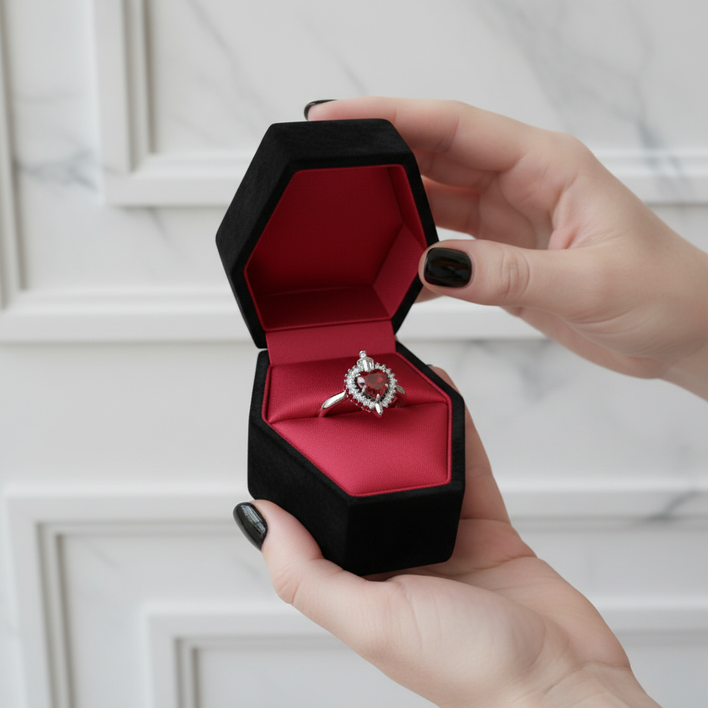 Against All Odds- Heart Shape Diamond Gothic Engagement Ring-Black Diamonds New York