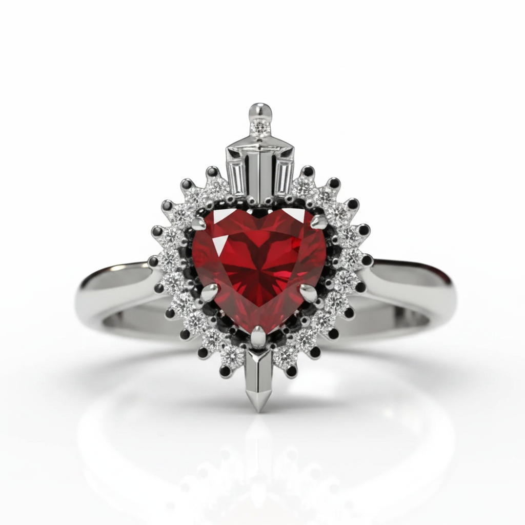 Against All Odds- Heart Shape Diamond Option Gothic Engagement Ring-Black Diamonds New York
