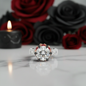 Through Eternity Ring- 3 ct Round Cut Diamond with Spider Legs Gothic Wedding Ring-Black Diamonds New York