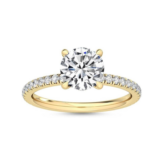 14k White Gold 2.0 Ct Hidden Halo Engagement Ring-Black Diamonds New York