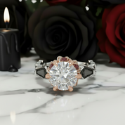 Through Eternity Ring- 3 ct Round Cut Diamond with Spider Legs Gothic Wedding Ring-Black Diamonds New York