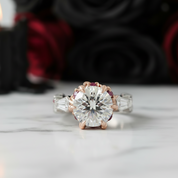 Through Eternity Ring- 3 ct Round Cut Diamond with Spider Legs Gothic Wedding Ring-Black Diamonds New York