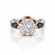 Through Eternity Ring- 3 ct Round Cut Diamond Option with Spider Legs Gothic Wedding Ring-Black Diamonds New York