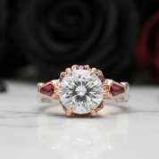 Through Eternity Ring- 3 ct Round Cut Diamond with Spider Legs Gothic Wedding Ring-Black Diamonds New York