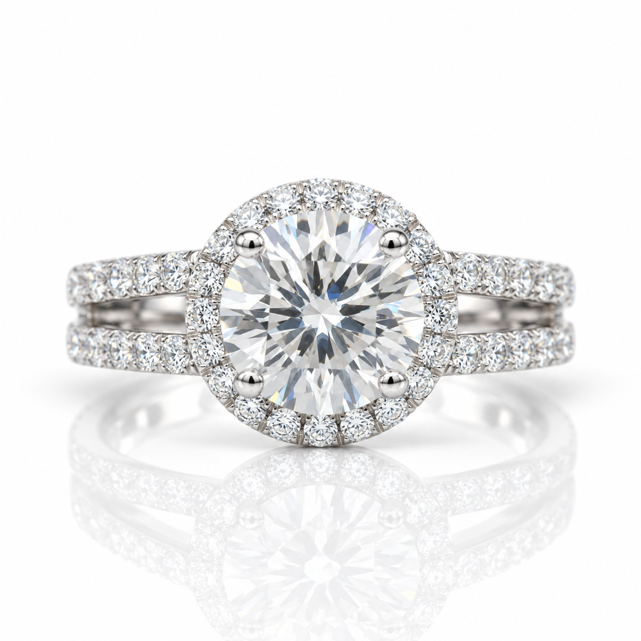 2 Carat Round Cut Diamond Option Split Shank Engagement Ring-Black Diamonds New York