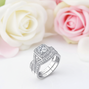 2 Pcs Princess Cut Diamond Engagement Ring-Black Diamonds New York