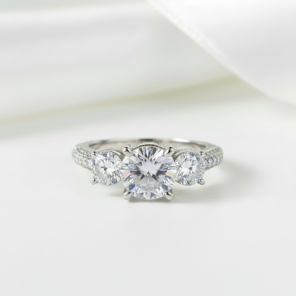 2.0 Ct 3-Diamond Vintage Style Ring-Black Diamonds New York